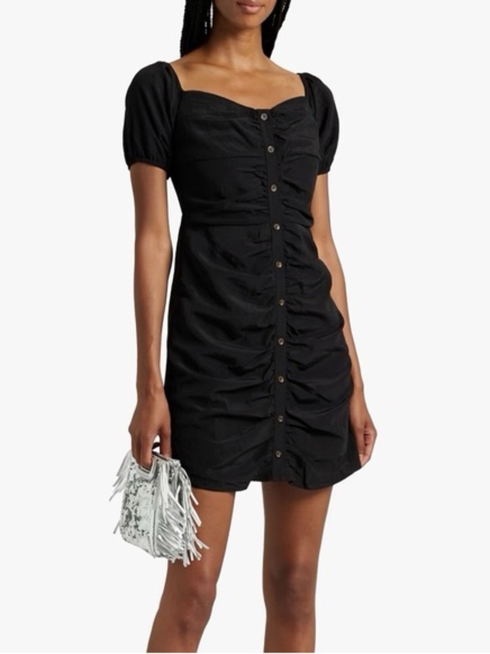 Walter Baker Odette Button Detailed Ruched Mini Dress Size 6